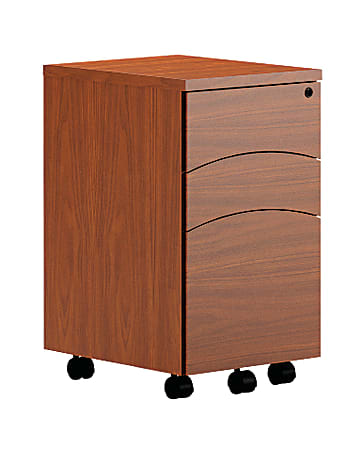 Mayline® Brighton Collection 3-Drawer Mobile Pedestal Box File, 27 3/4"H x 15 3/4" x 19 1/2", Cherry